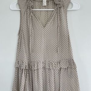 H&M Beige and Black Peplum Tank Sleeveless Blouse Size 2